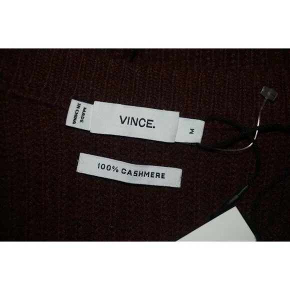 Vince Burgundy Wine Ribbed Cashmere Sweater Medium $465 - Picture 3 of 7